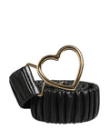 Dolce & Gabbana Black Leather Gold Heart Metal Buckle Belt - Eljoys Fashion 