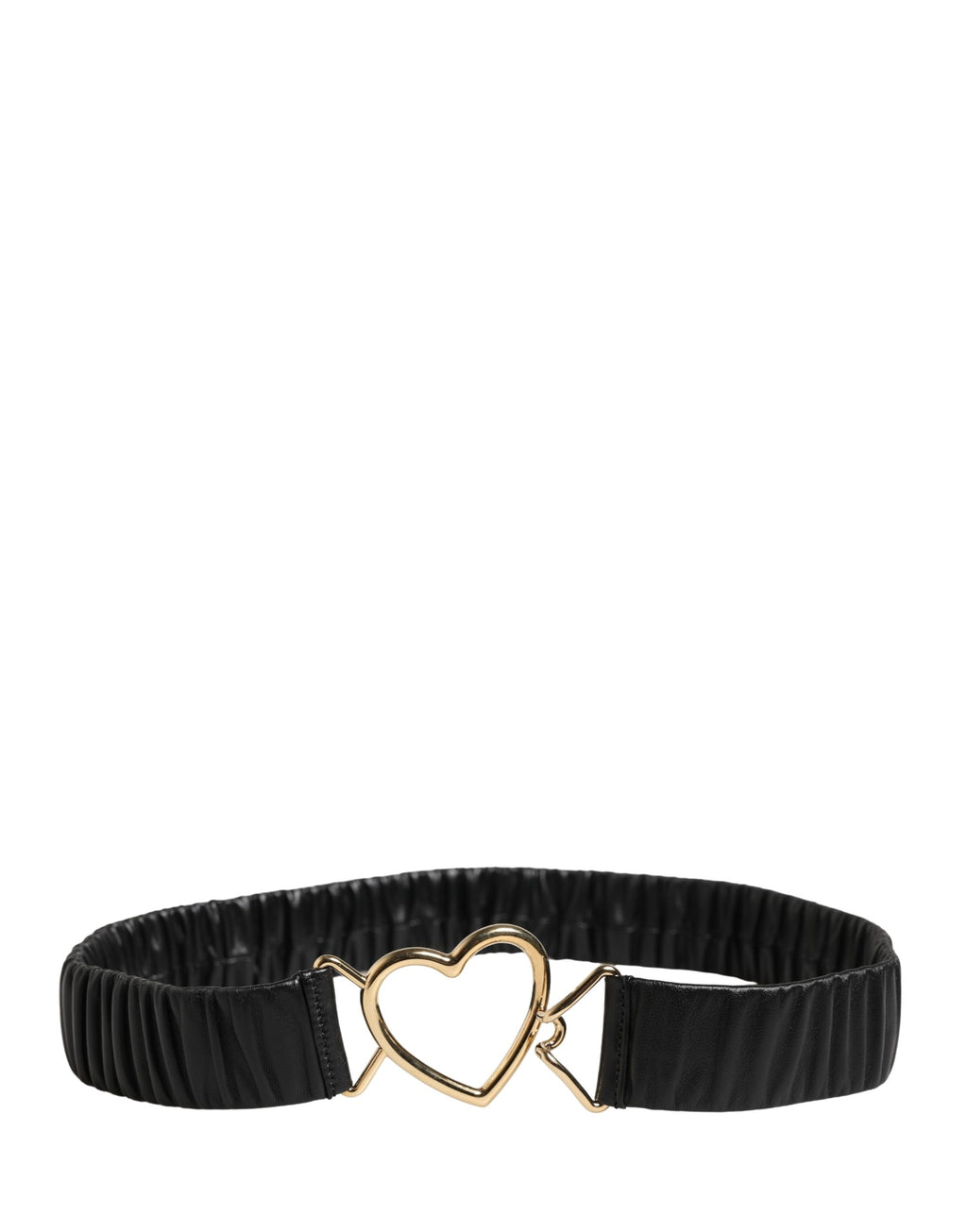 Dolce & Gabbana Black Leather Gold Heart Metal Buckle Belt - Eljoys Fashion 