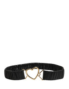 Dolce & Gabbana Black Leather Gold Heart Metal Buckle Belt - Eljoys Fashion 