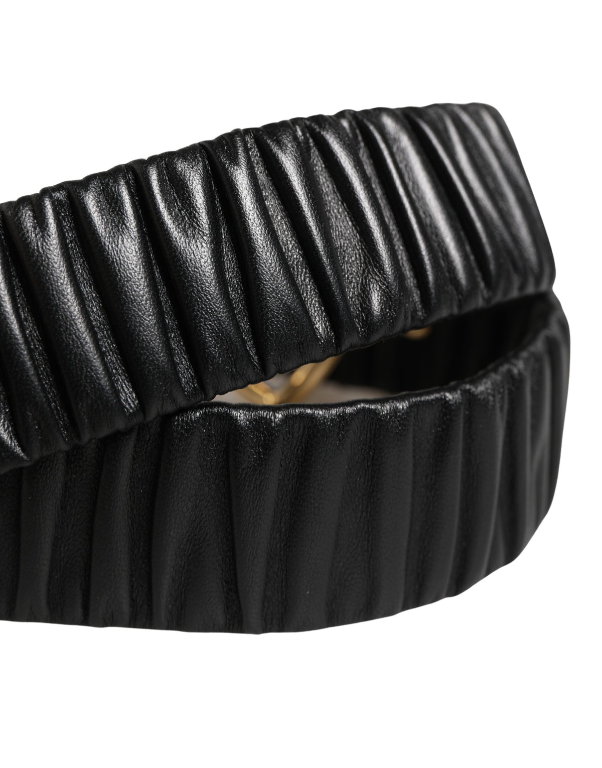 Dolce & Gabbana Black Leather Gold Heart Metal Buckle Belt - Eljoys Fashion 