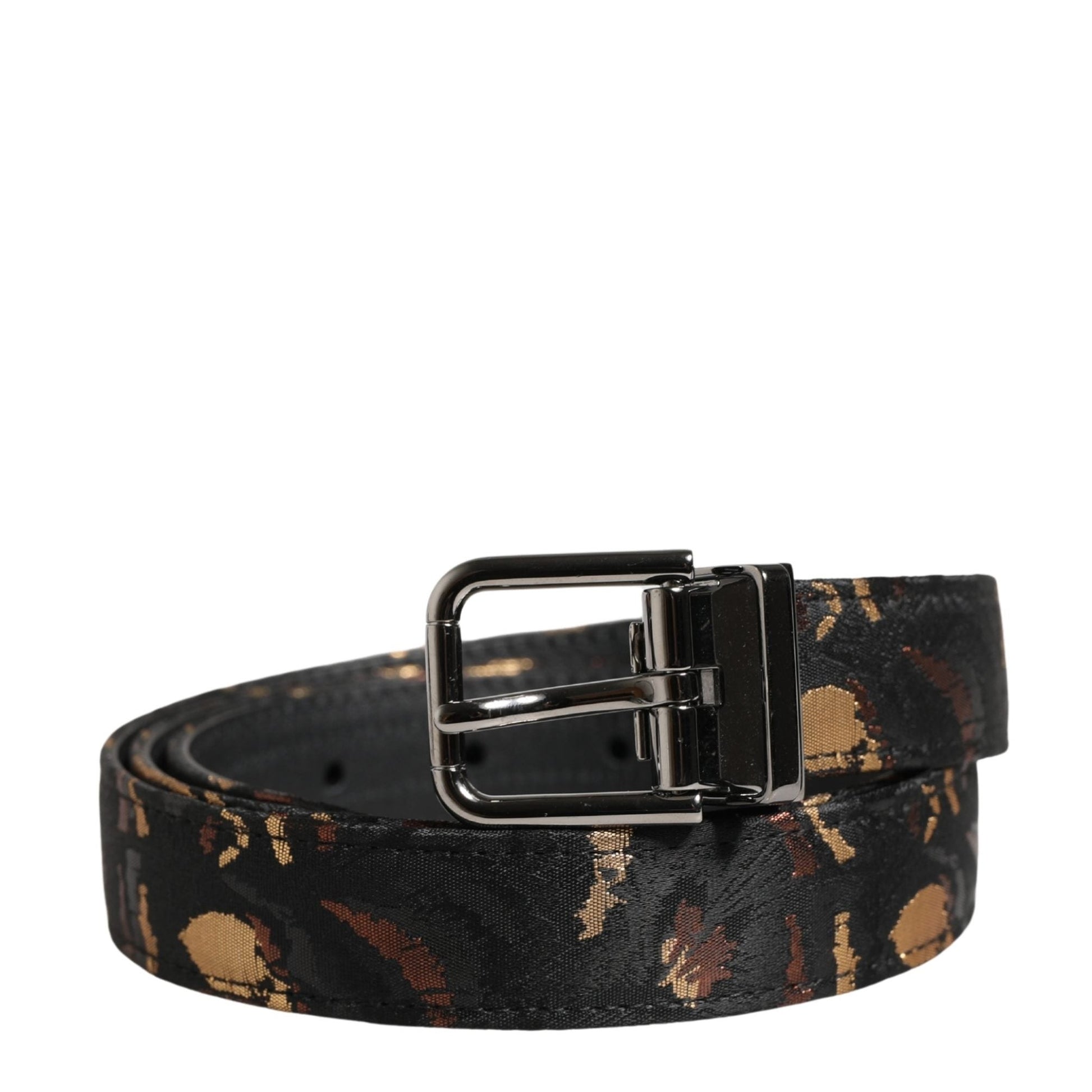 Dolce & Gabbana Multicolor Jacquard Silver Metal Buckle Belt