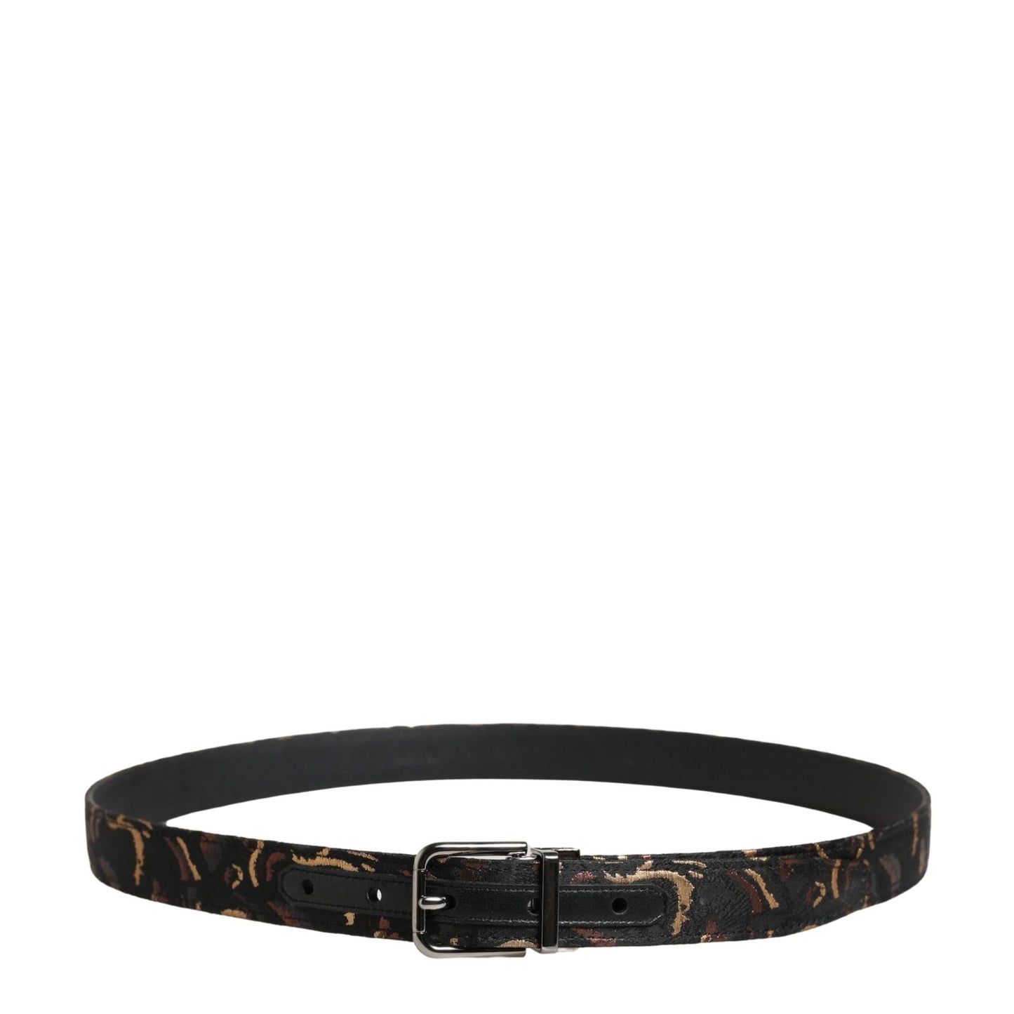 Dolce & Gabbana Multicolor Jacquard Silver Metal Buckle Belt