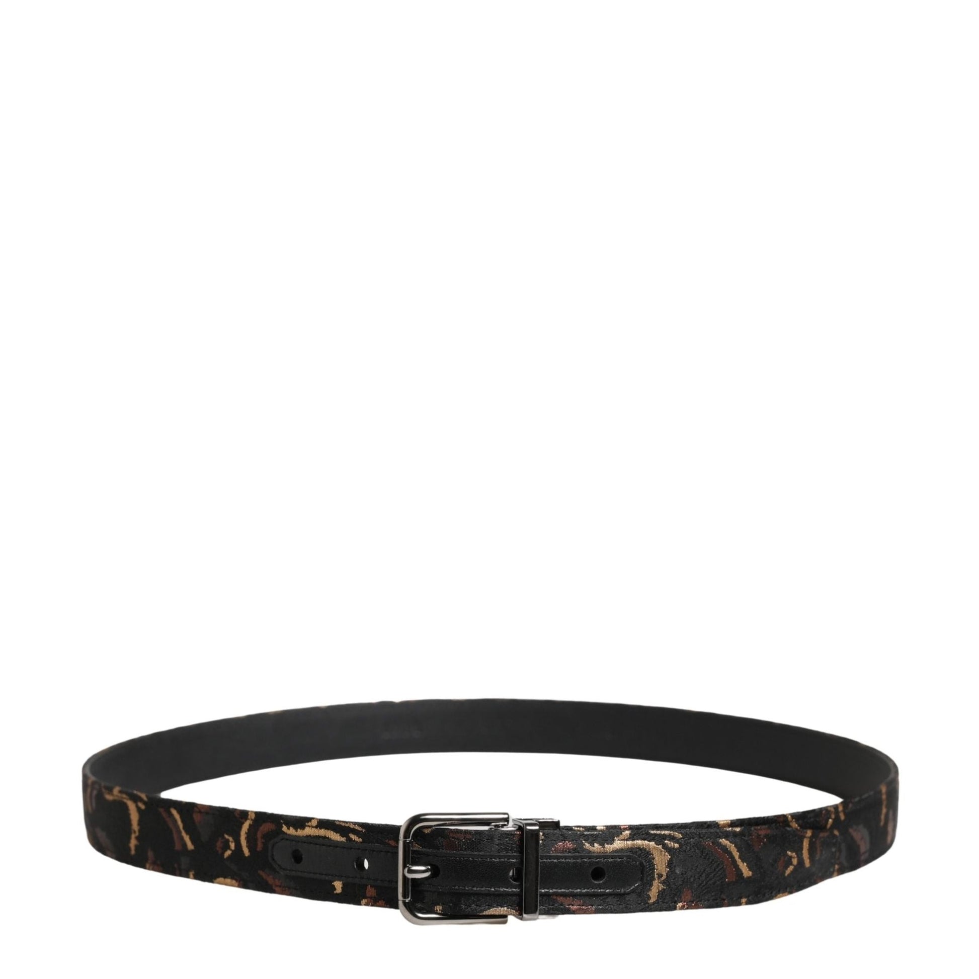 Dolce & Gabbana Multicolor Jacquard Silver Metal Buckle Belt
