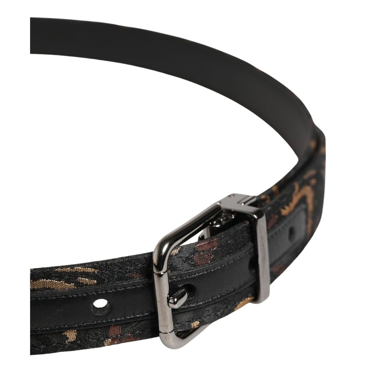 Dolce & Gabbana Multicolor Jacquard Silver Metal Buckle Belt