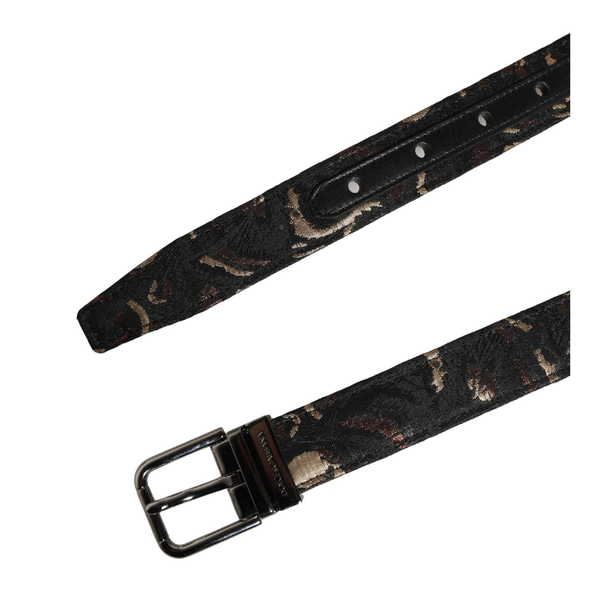 Dolce & Gabbana Multicolor Jacquard Silver Metal Buckle Belt