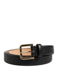 Dolce & Gabbana Black Classic Leather Gold Metal Buckle Belt - Eljoys Fashion 
