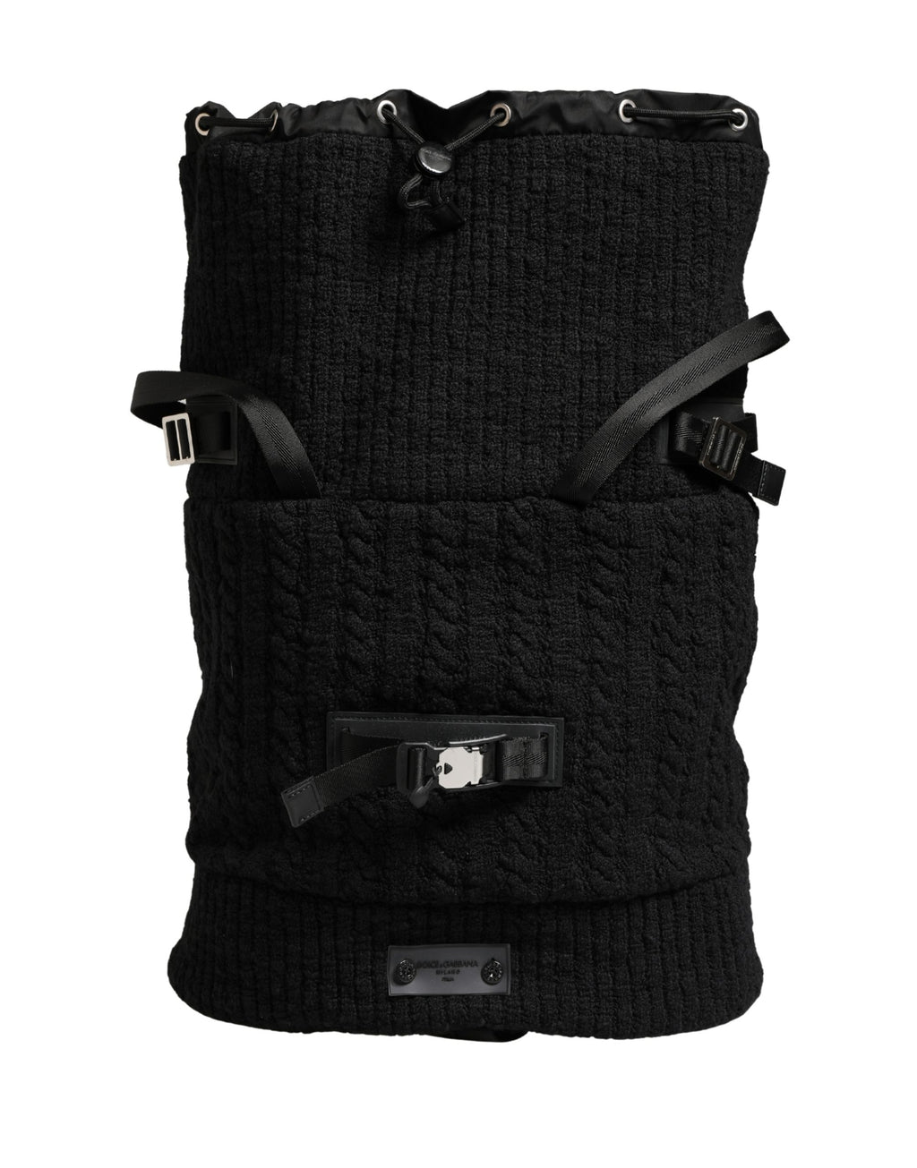 Dolce & Gabbana Black Tricot Wool Blend Duffel Backpack Travel Borse Bag - Eljoys Fashion 
