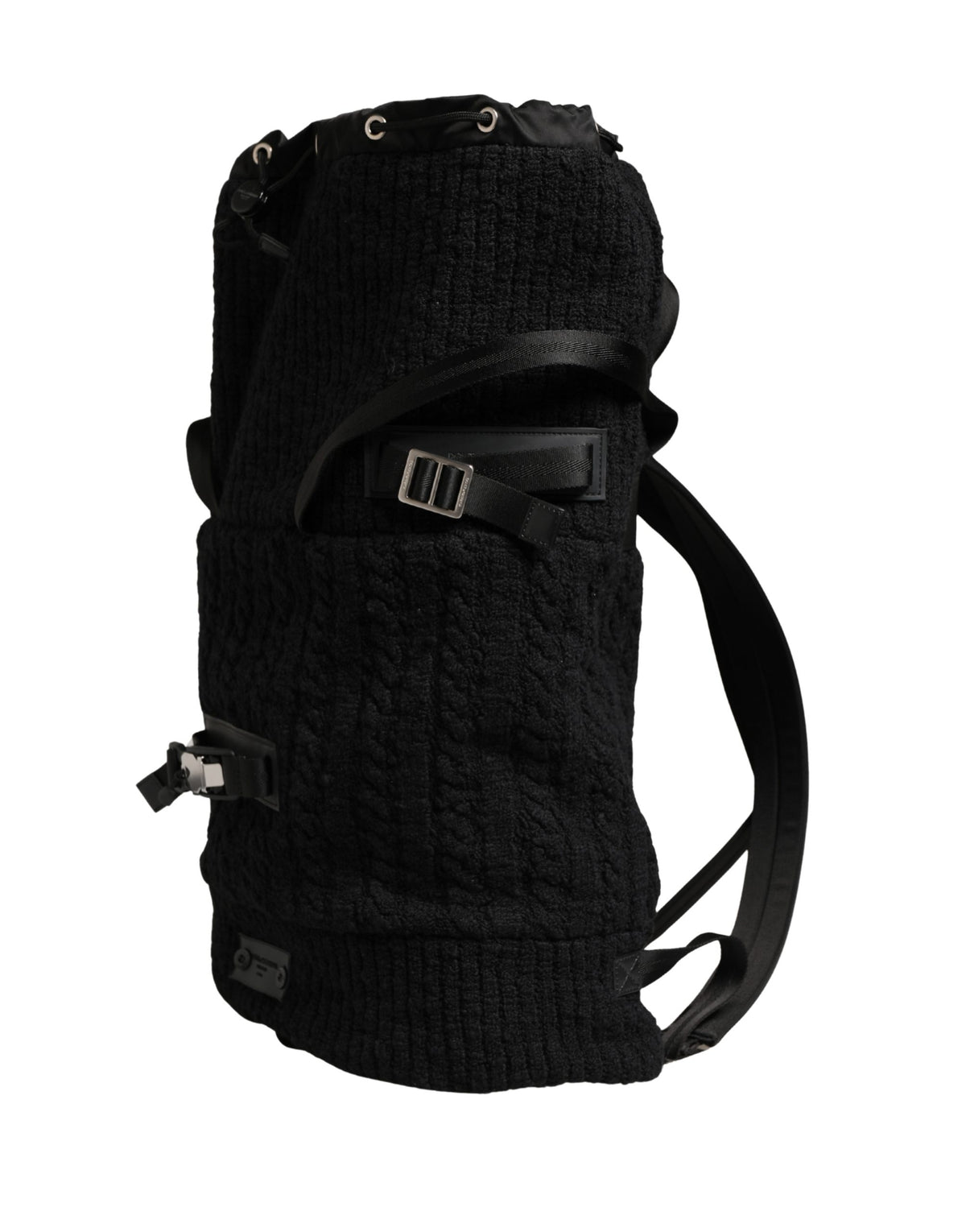 Dolce & Gabbana Black Tricot Wool Blend Duffel Backpack Travel Borse Bag - Eljoys Fashion 