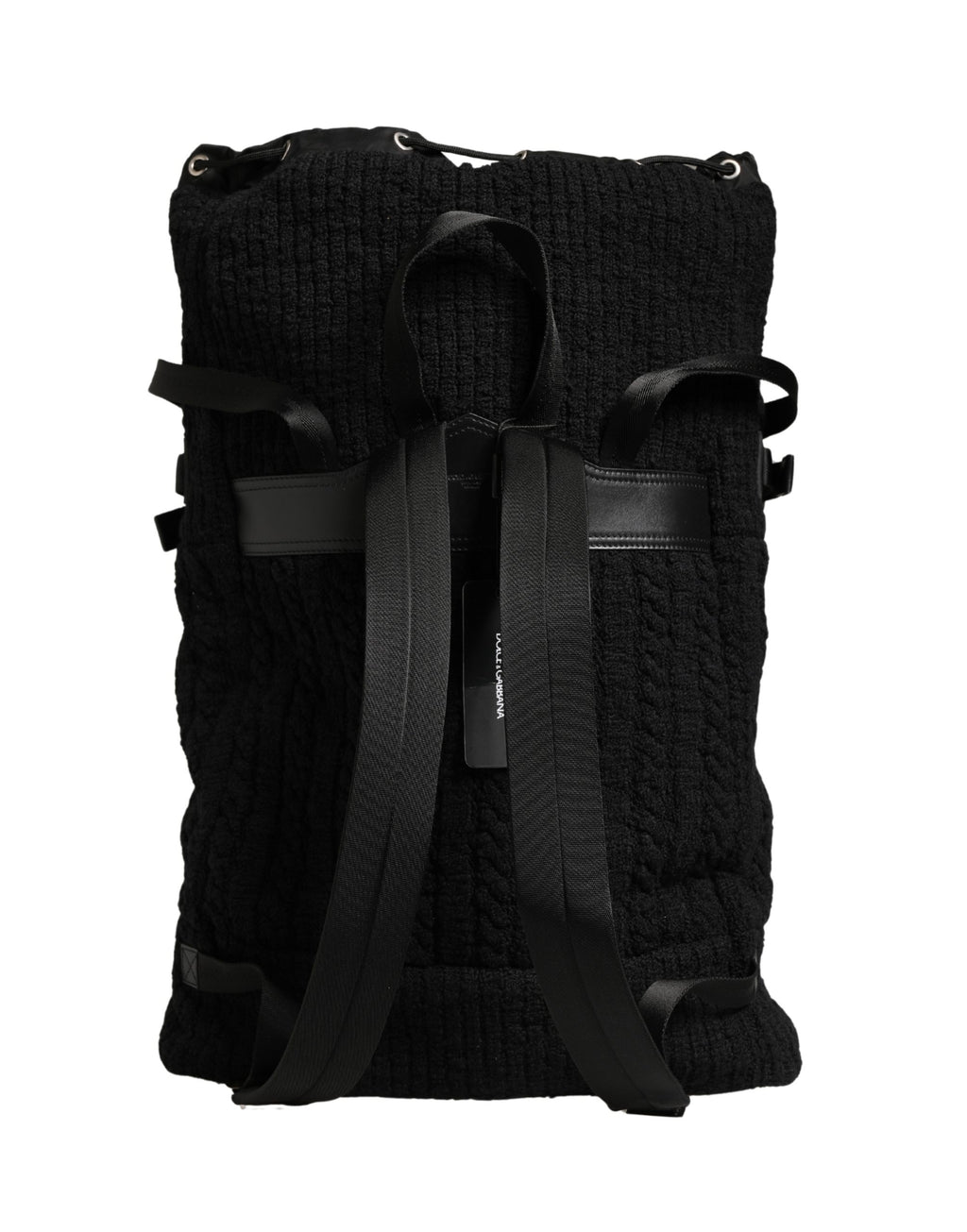 Dolce & Gabbana Black Tricot Wool Blend Duffel Backpack Travel Borse Bag - Eljoys Fashion 