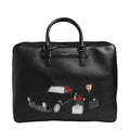 Dolce & Gabbana Black Car Man Applique Leather Weekender Borse Bag