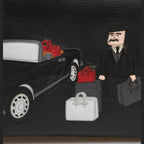Dolce & Gabbana Black Car Man Applique Leather Weekender Borse Bag