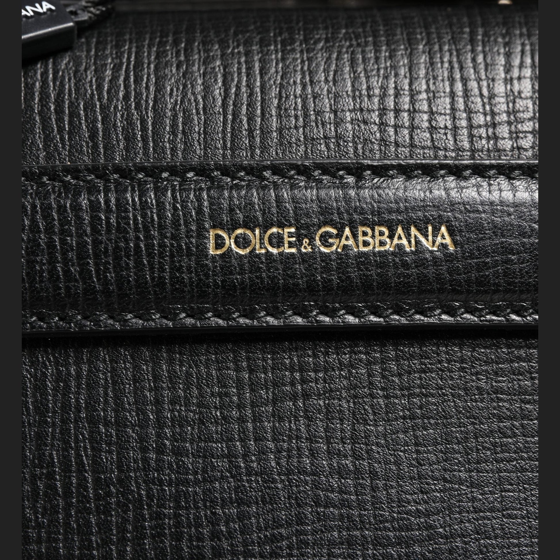 Dolce & Gabbana Black Car Man Applique Leather Weekender Borse Bag