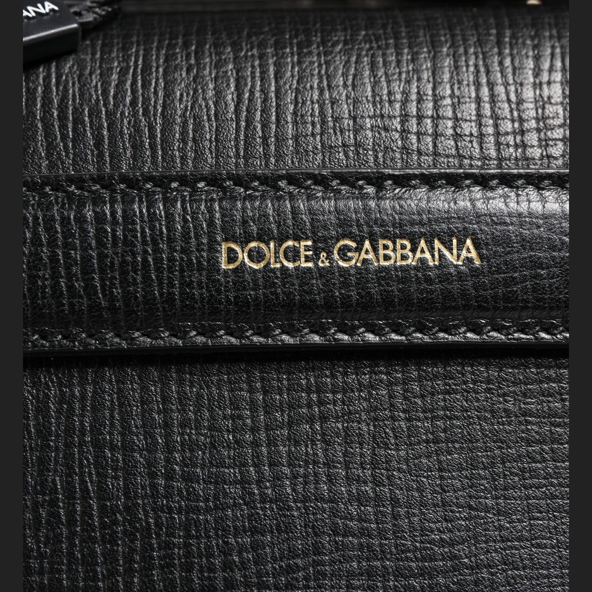 Dolce & Gabbana Black Car Man Applique Leather Weekender Borse Bag