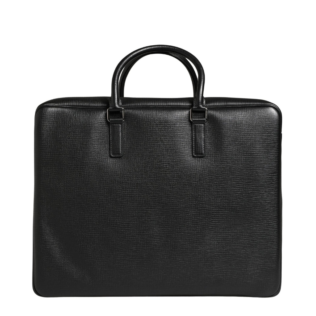 Dolce & Gabbana Black Car Man Applique Leather Weekender Borse Bag