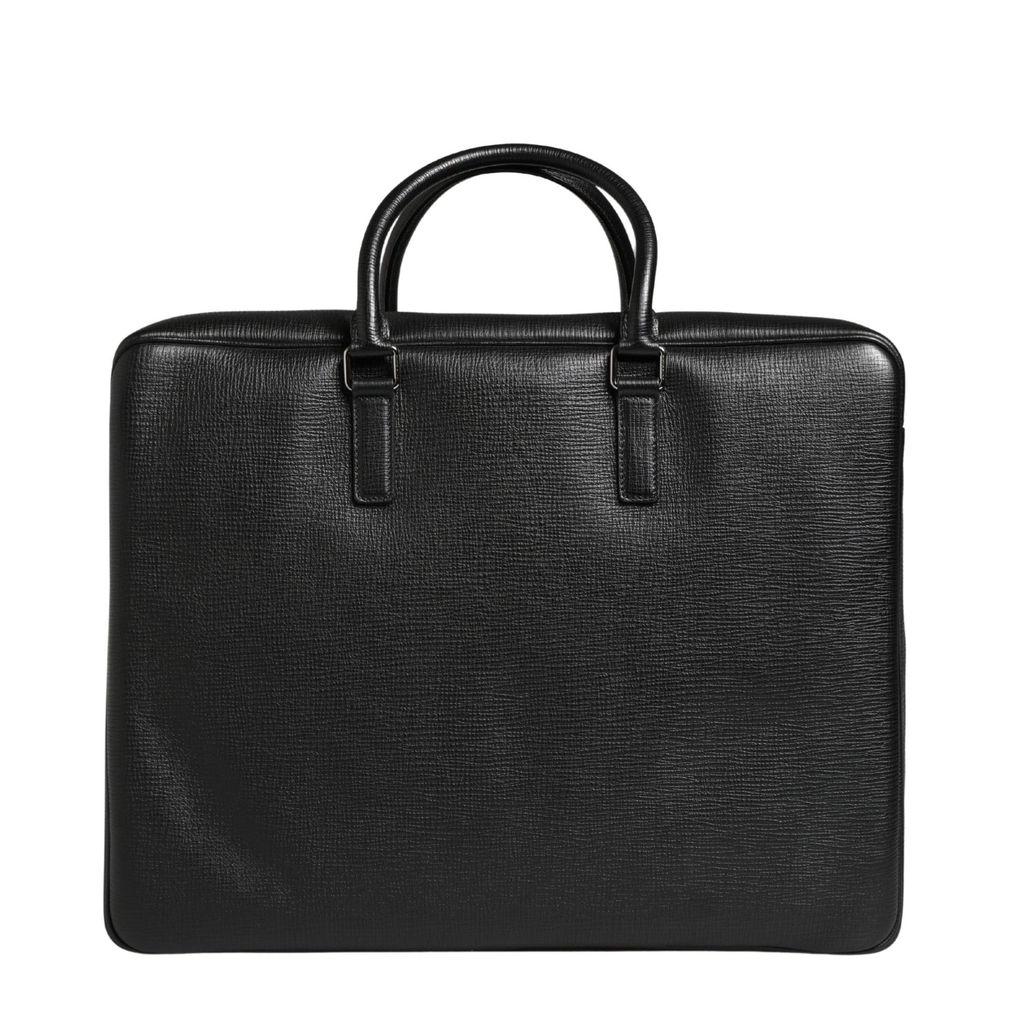 Dolce & Gabbana Black Car Man Applique Leather Weekender Borse Bag