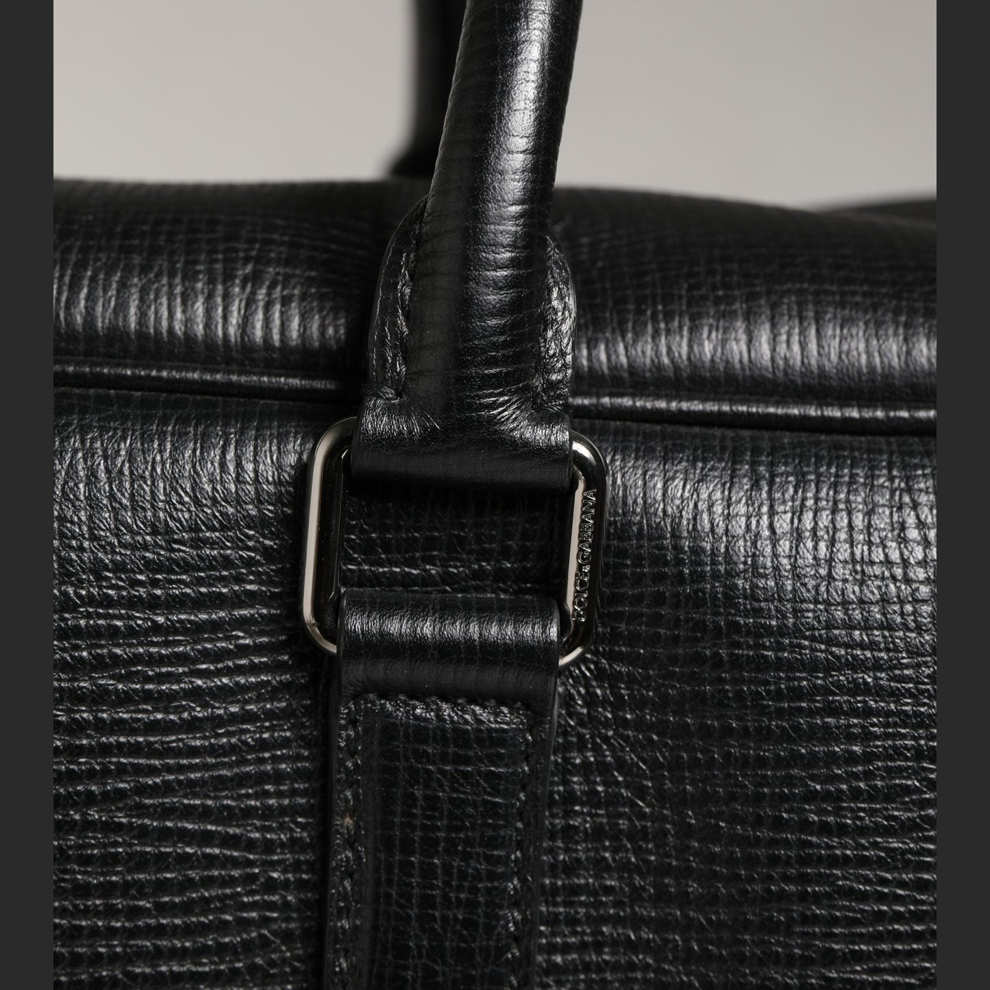 Dolce & Gabbana Black Car Man Applique Leather Weekender Borse Bag