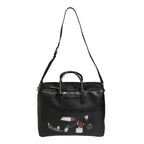 Dolce & Gabbana Black Car Man Applique Leather Weekender Borse Bag