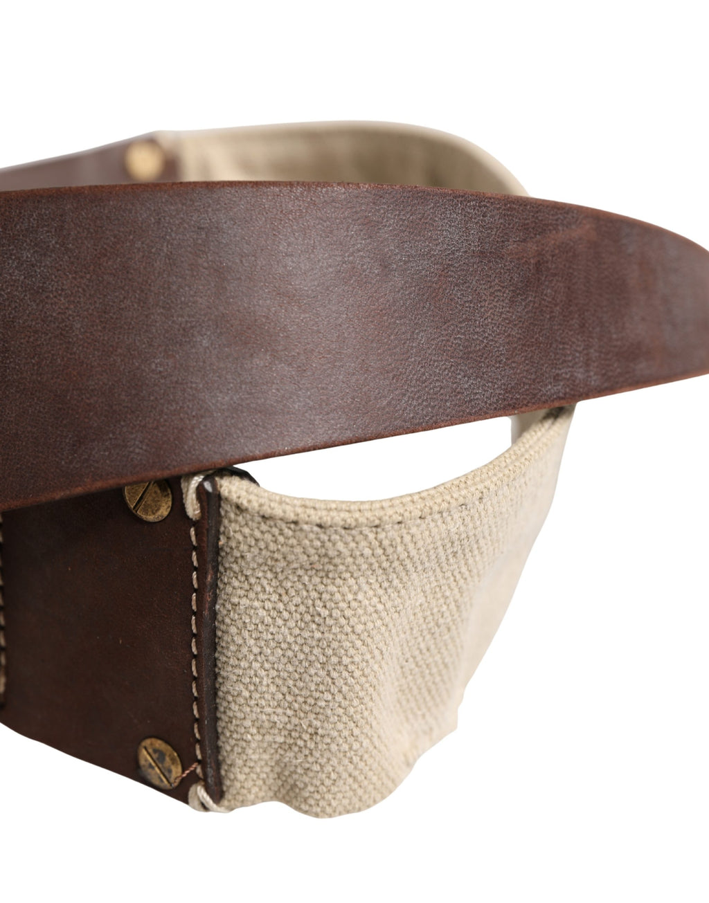Beige and brown leather canvas belt with metal buckle by Ermanno Scervino, stylish accessory for men.