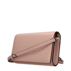 Jimmy Choo pink leather clutch bag with sleek design and subtle branding, perfect for elegant evening occasions.