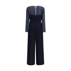 Blue polyester jumpsuit by P.A.R.O.S.H., featuring a sleek, modern design with a fitted silhouette and stylish neckline.