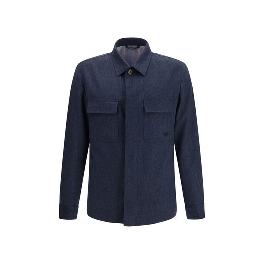 Etro Blue Wool Oves Aries Jacket