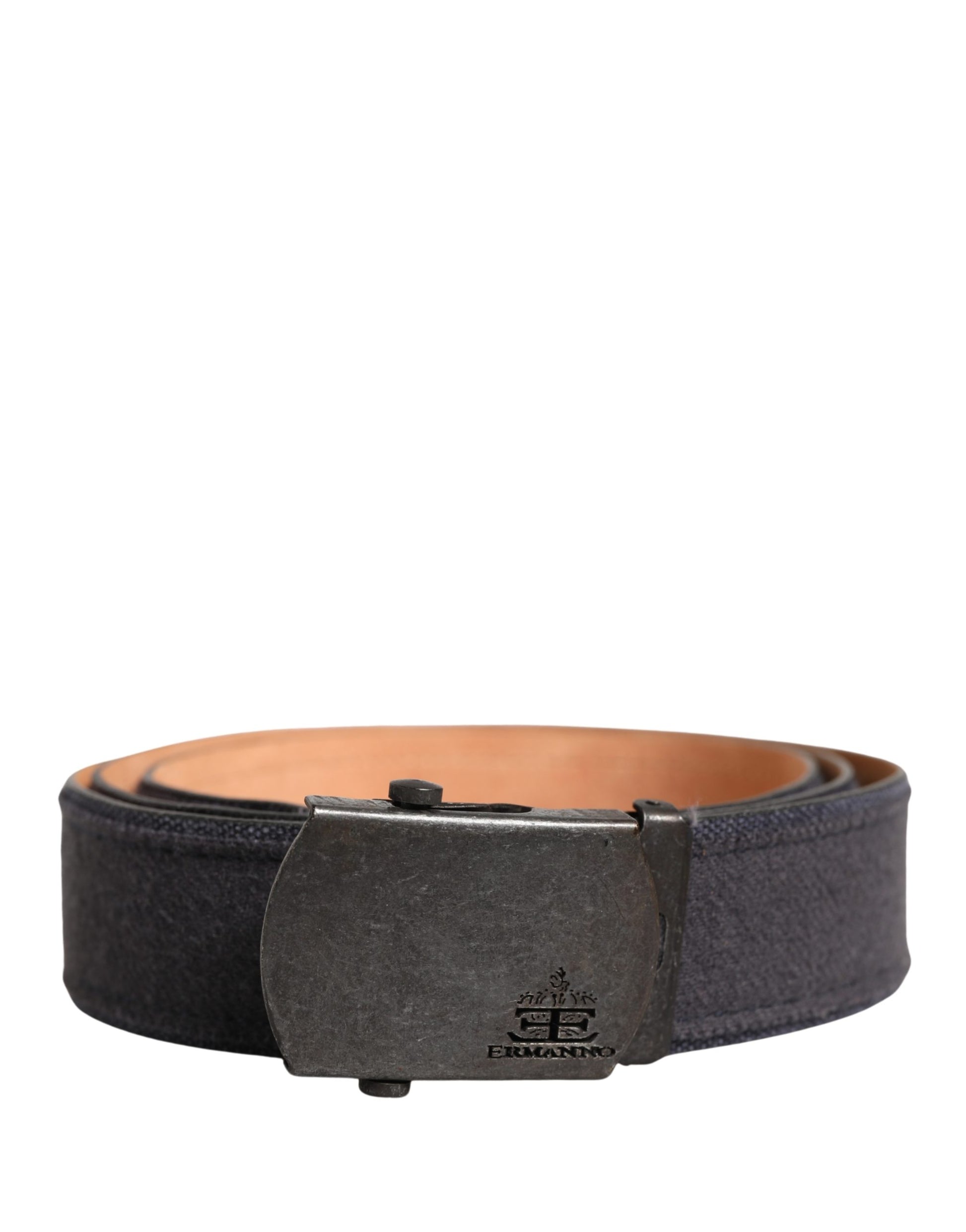 Ermanno Scervino Black Wool Cotton Logo Metal Buckle Belt Ermanno Scervino