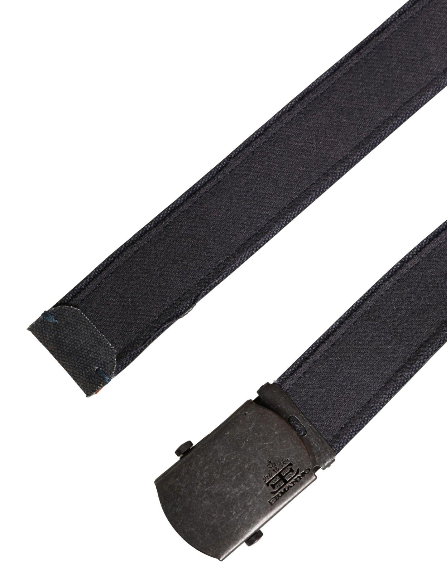 Ermanno Scervino Black Wool Cotton Logo Metal Buckle Belt Ermanno Scervino