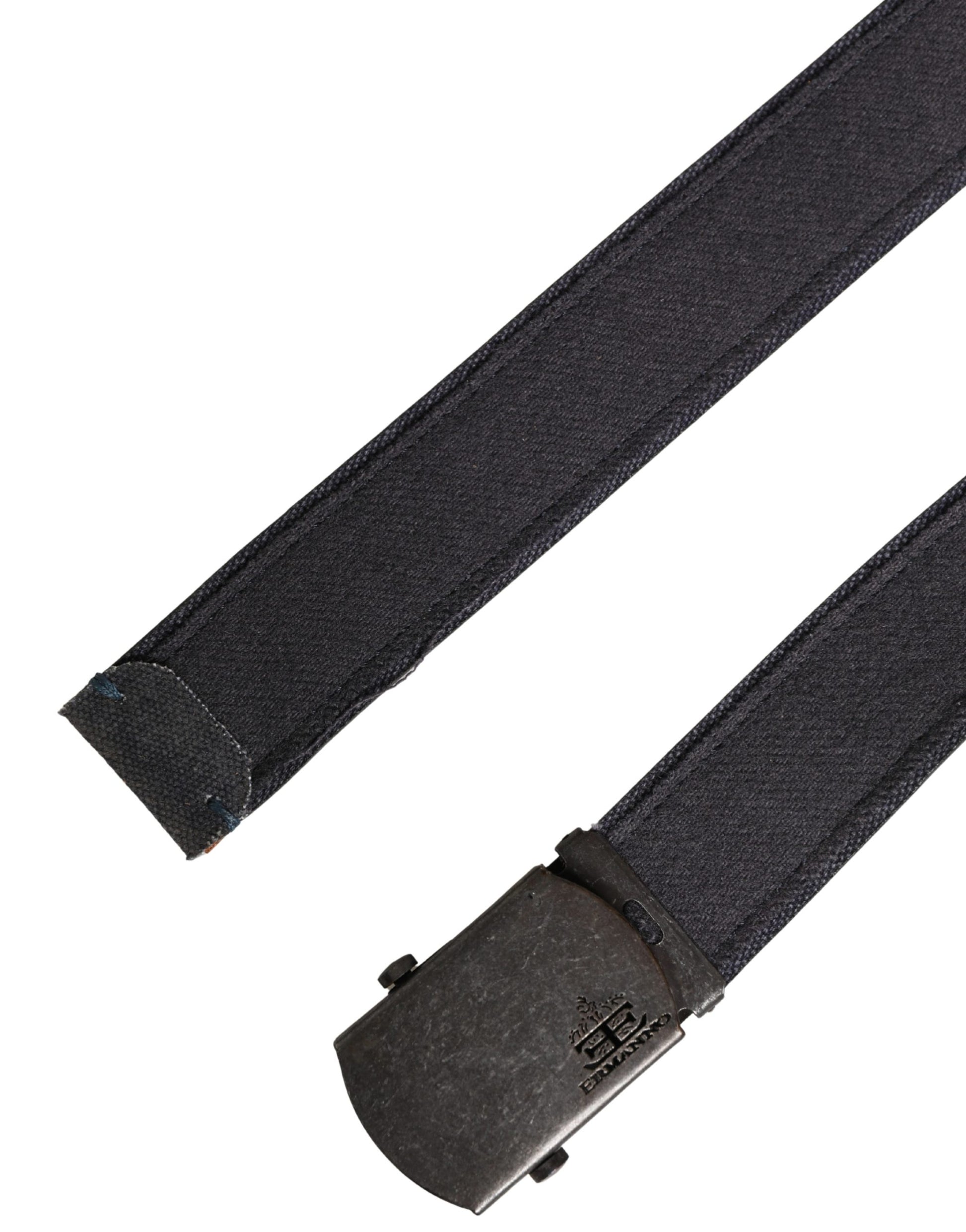 Ermanno Scervino Black Wool Cotton Logo Metal Buckle Belt Ermanno Scervino