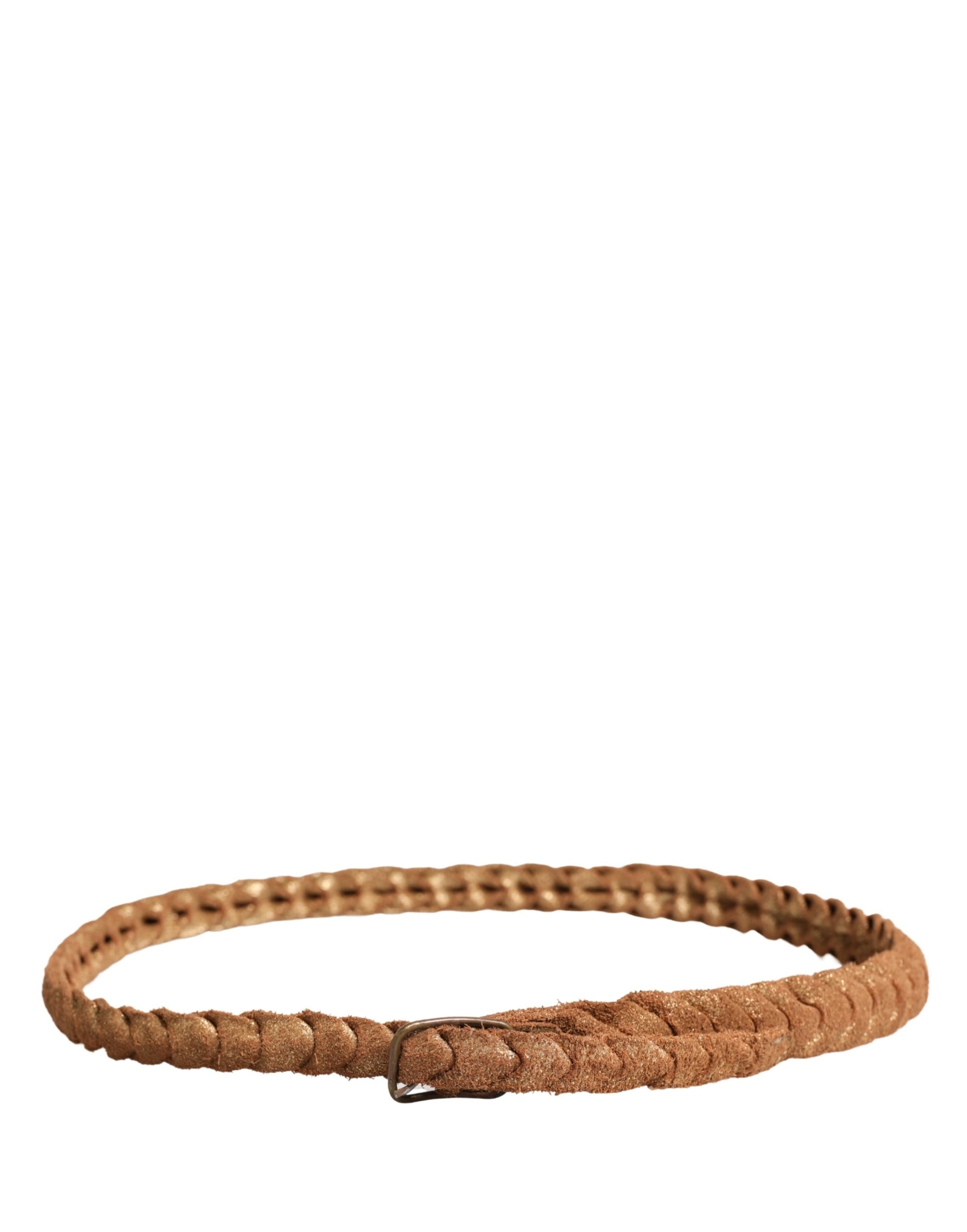 Ermanno Scervino Brown Leather Braided Metal Buckle Belt Ermanno Scervino