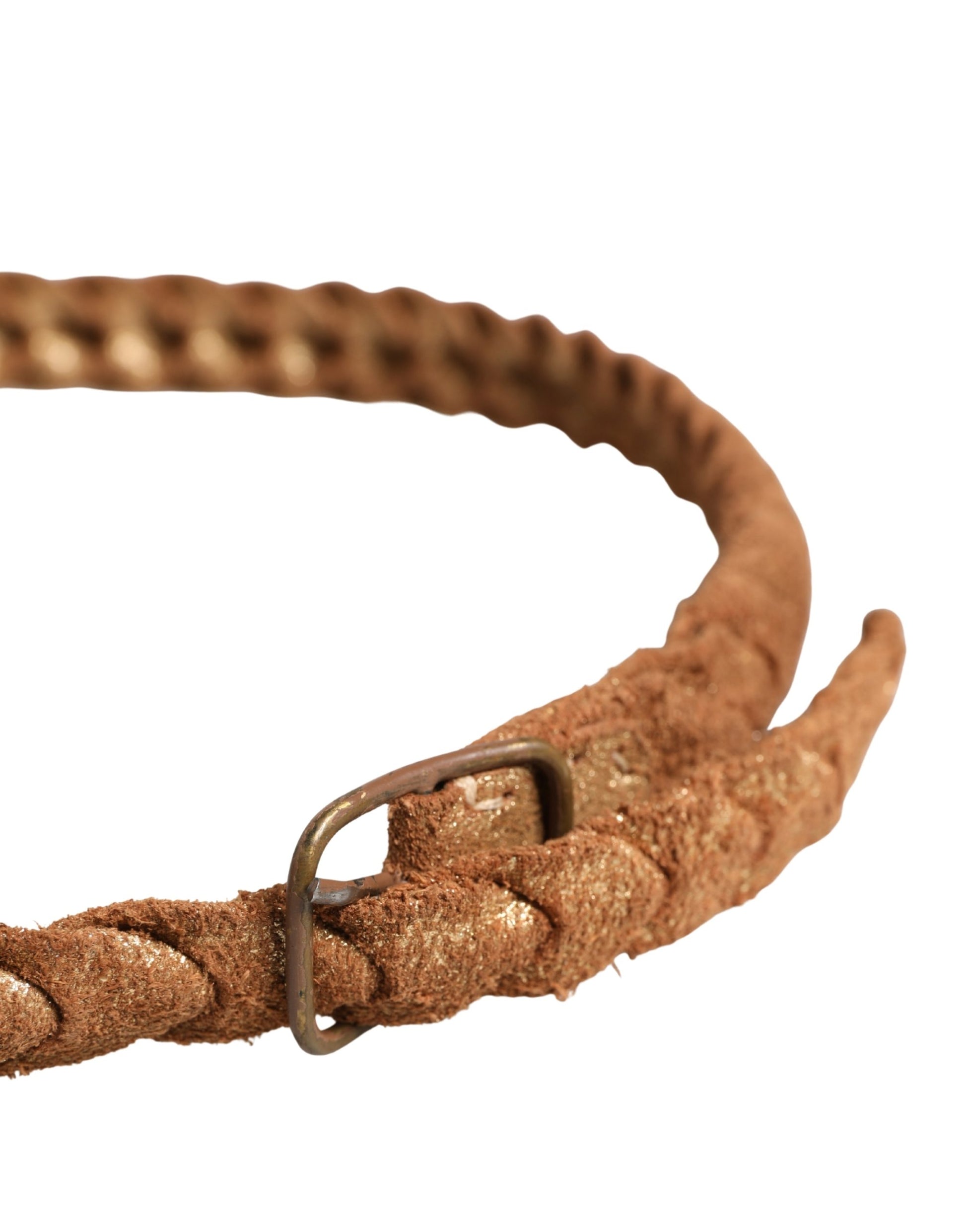 Ermanno Scervino Brown Leather Braided Metal Buckle Belt Ermanno Scervino