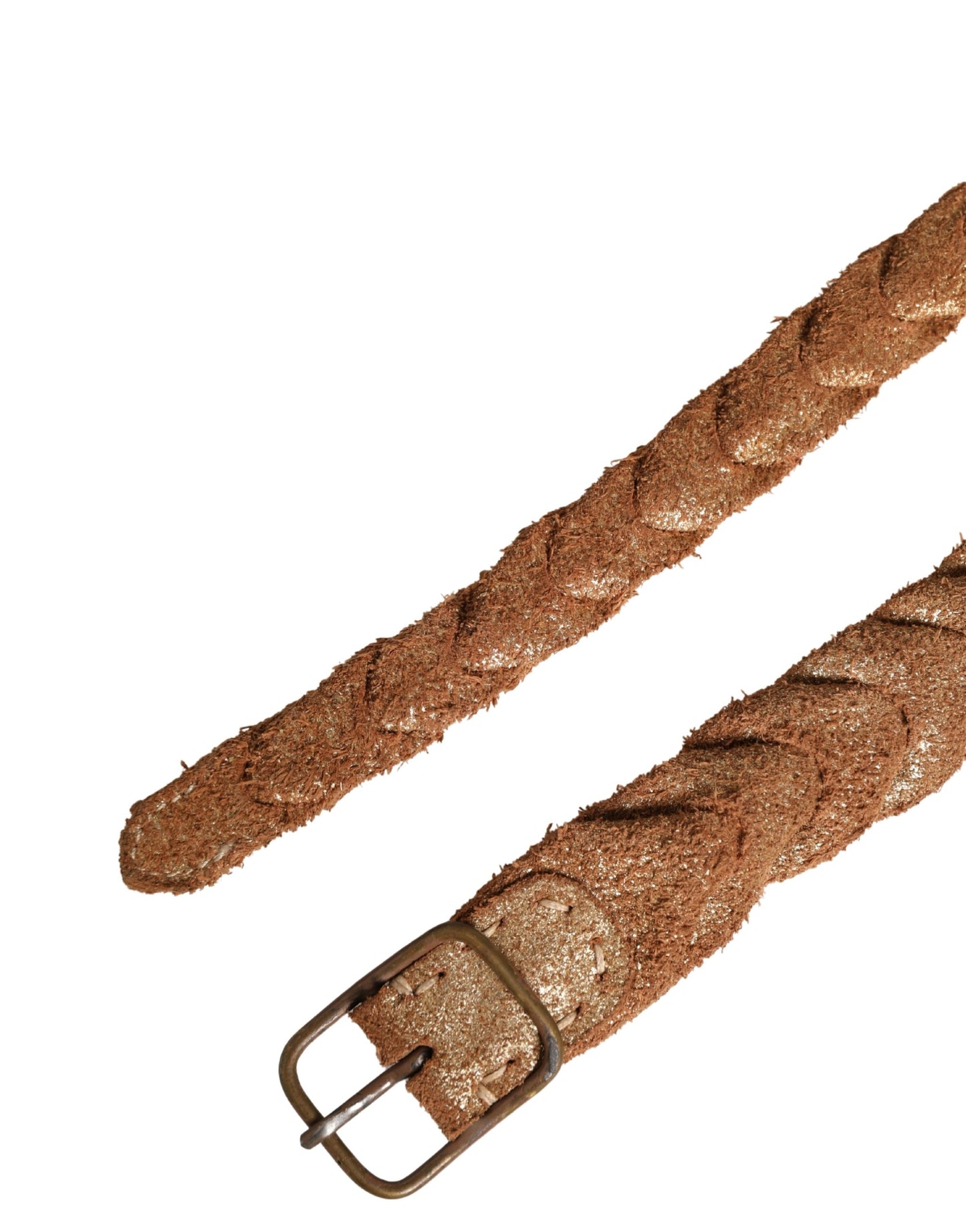 Ermanno Scervino Brown Leather Braided Metal Buckle Belt Ermanno Scervino