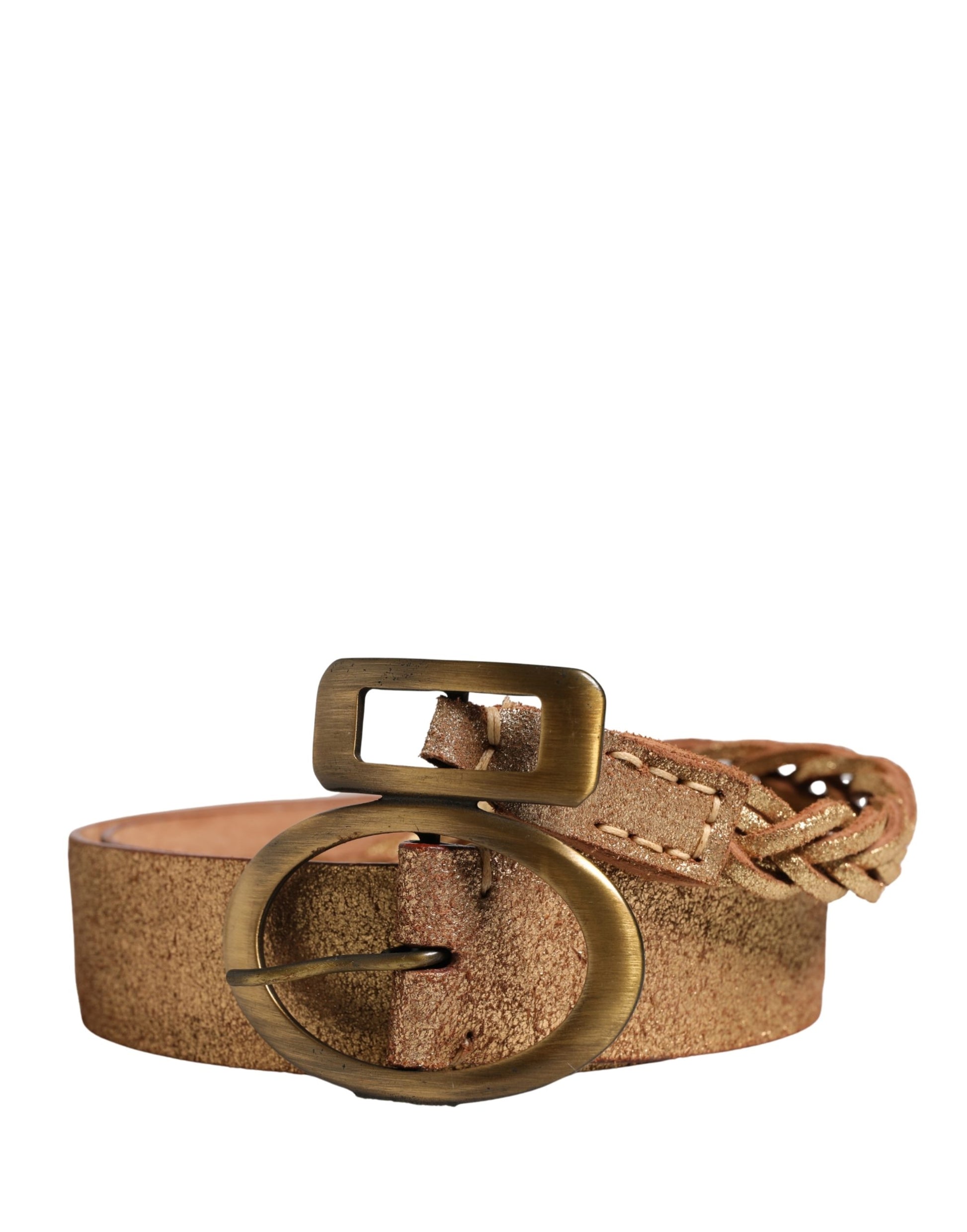 Ermanno Scervino Brown Leather Braided Metal Buckle Belt Ermanno Scervino