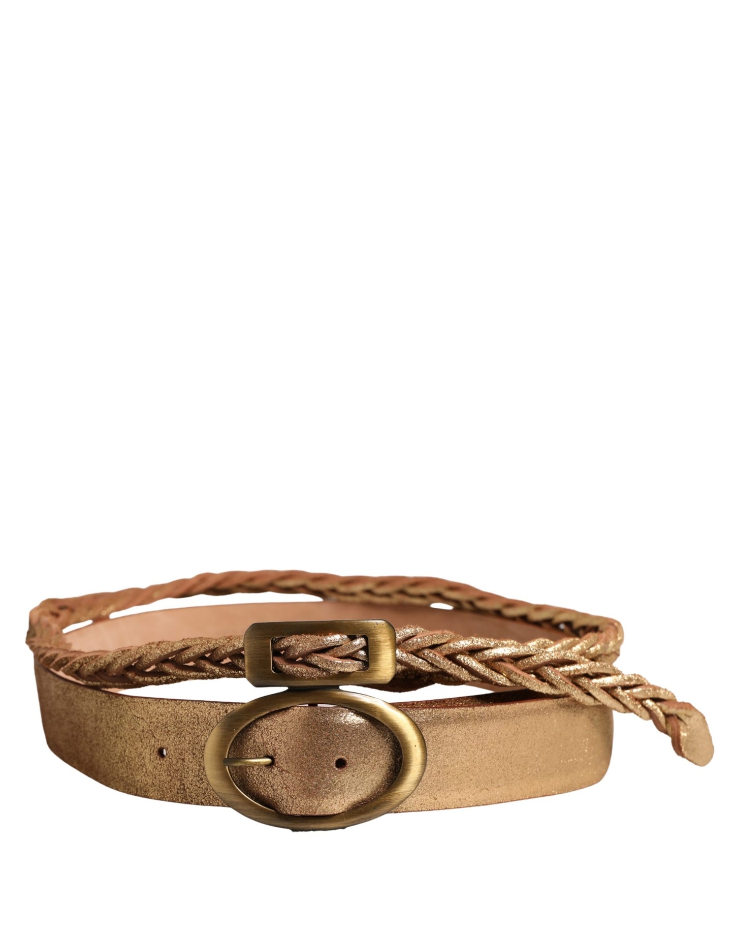 Ermanno Scervino Brown Leather Braided Metal Buckle Belt Ermanno Scervino