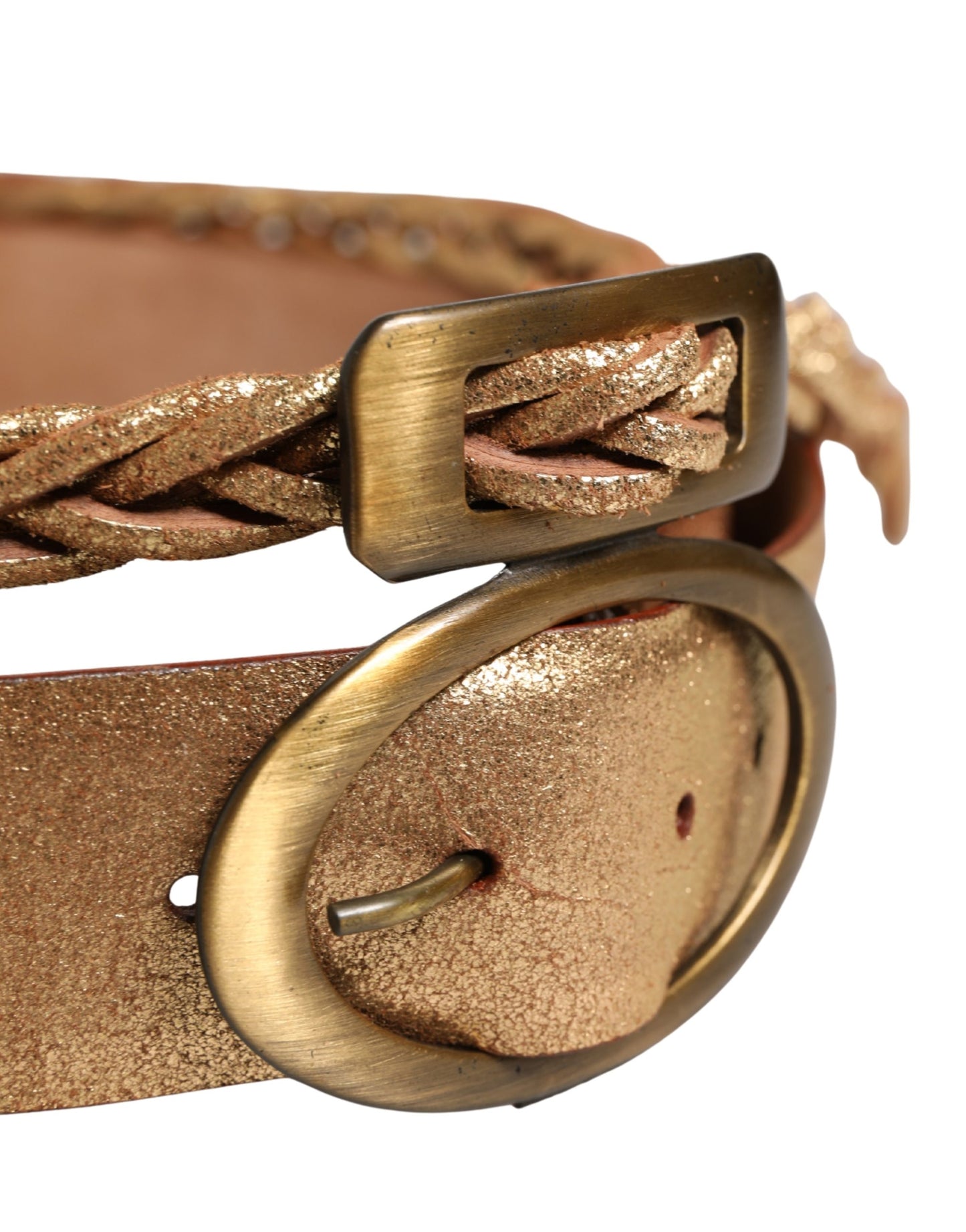 Ermanno Scervino Brown Leather Braided Metal Buckle Belt Ermanno Scervino