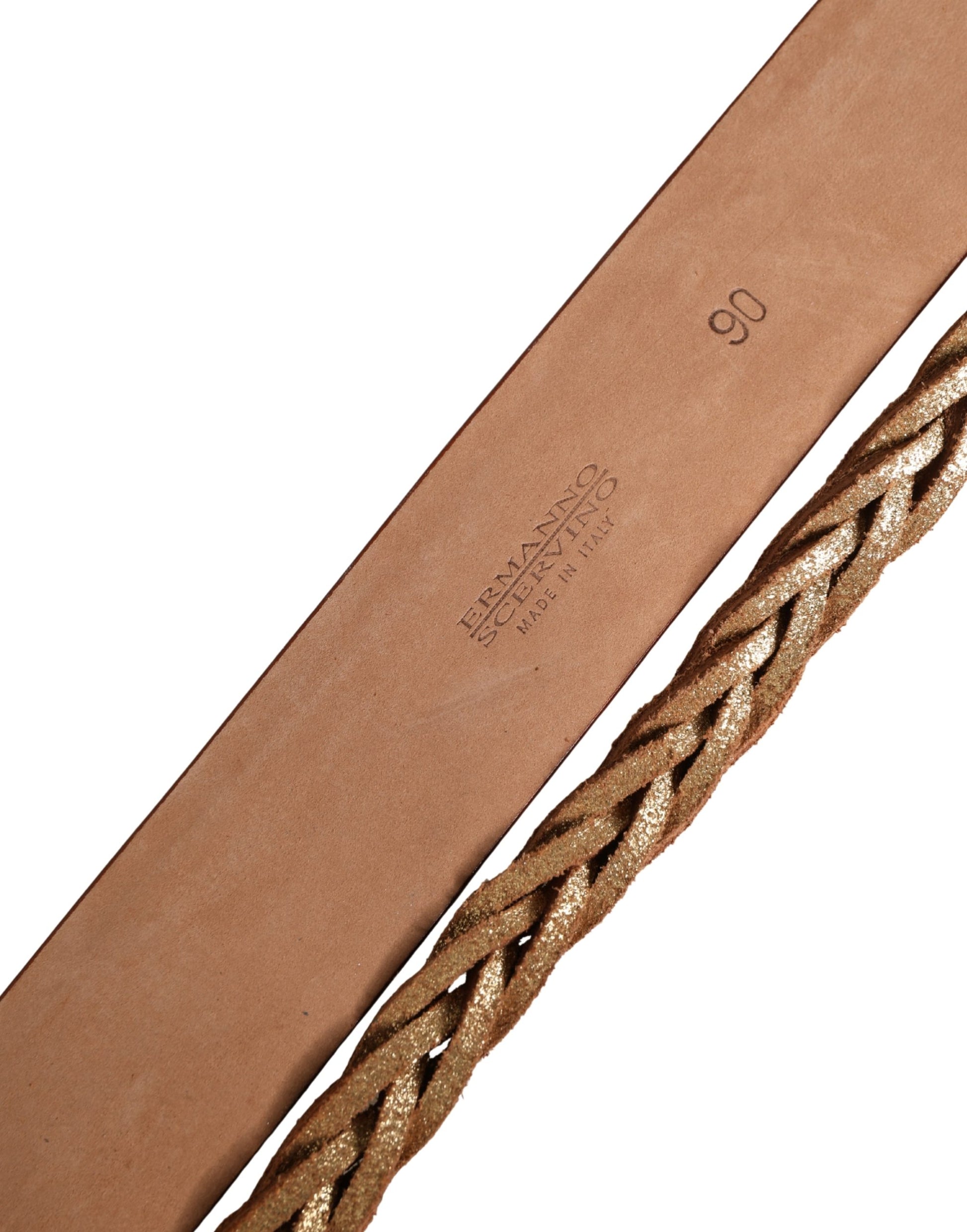 Ermanno Scervino Brown Leather Braided Metal Buckle Belt Ermanno Scervino