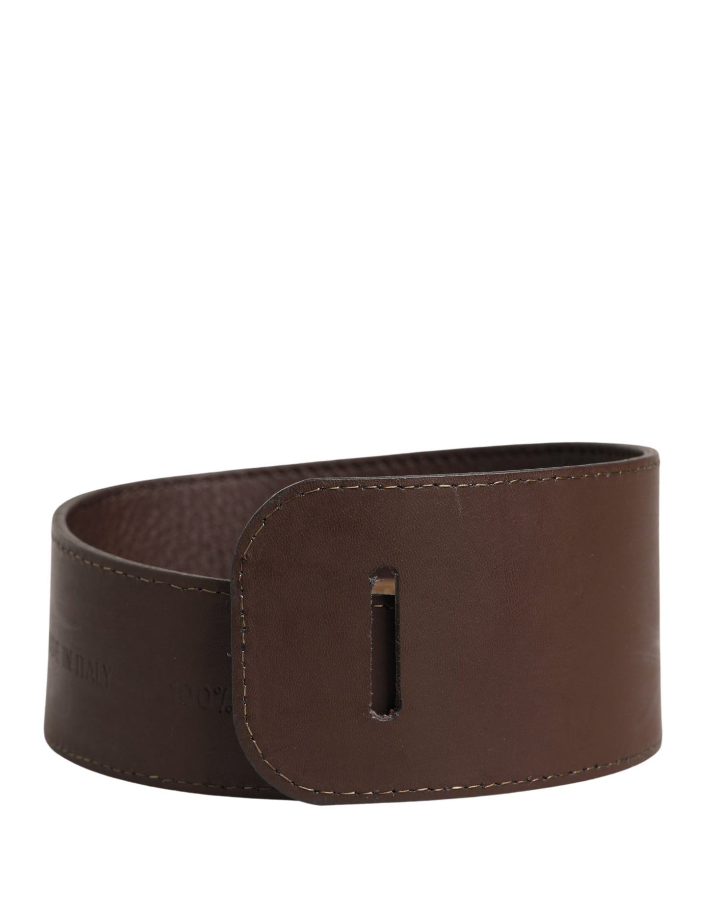 GF Ferre Brown Genuine Leather Logo Wide Waist Women Belt GF Ferre