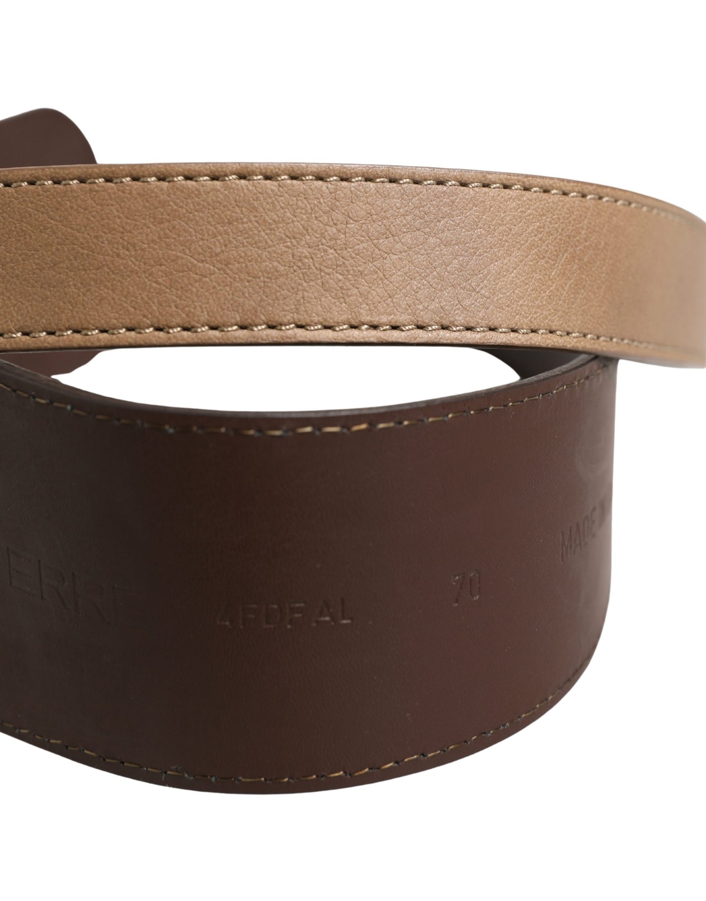 GF Ferre Brown Genuine Leather Logo Wide Waist Women Belt GF Ferre