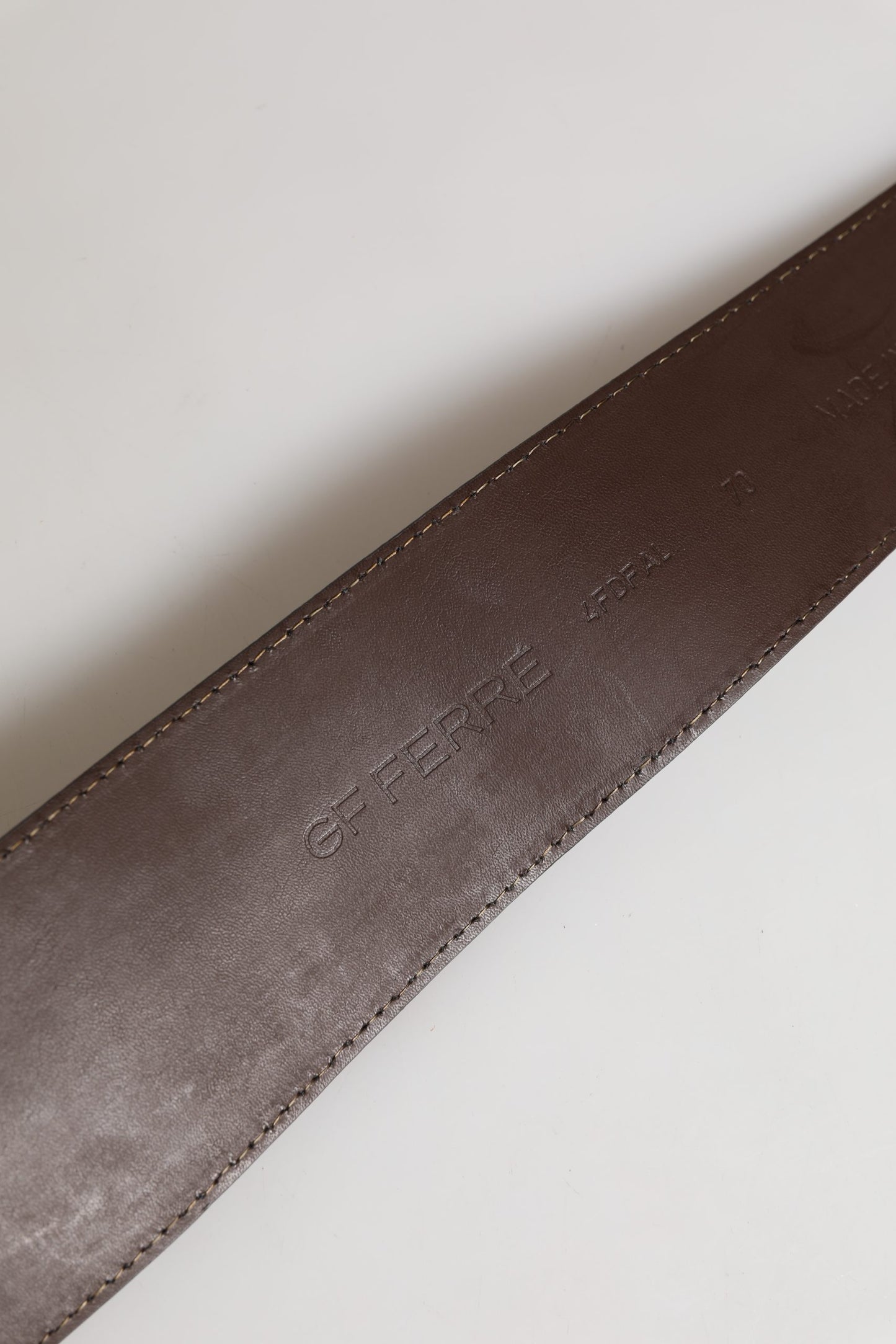GF Ferre Brown Genuine Leather Logo Wide Waist Women Belt GF Ferre