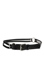 Dolce & Gabbana Black Exotic Leather Silver Metal Buckle Belt - Eljoys Fashion 