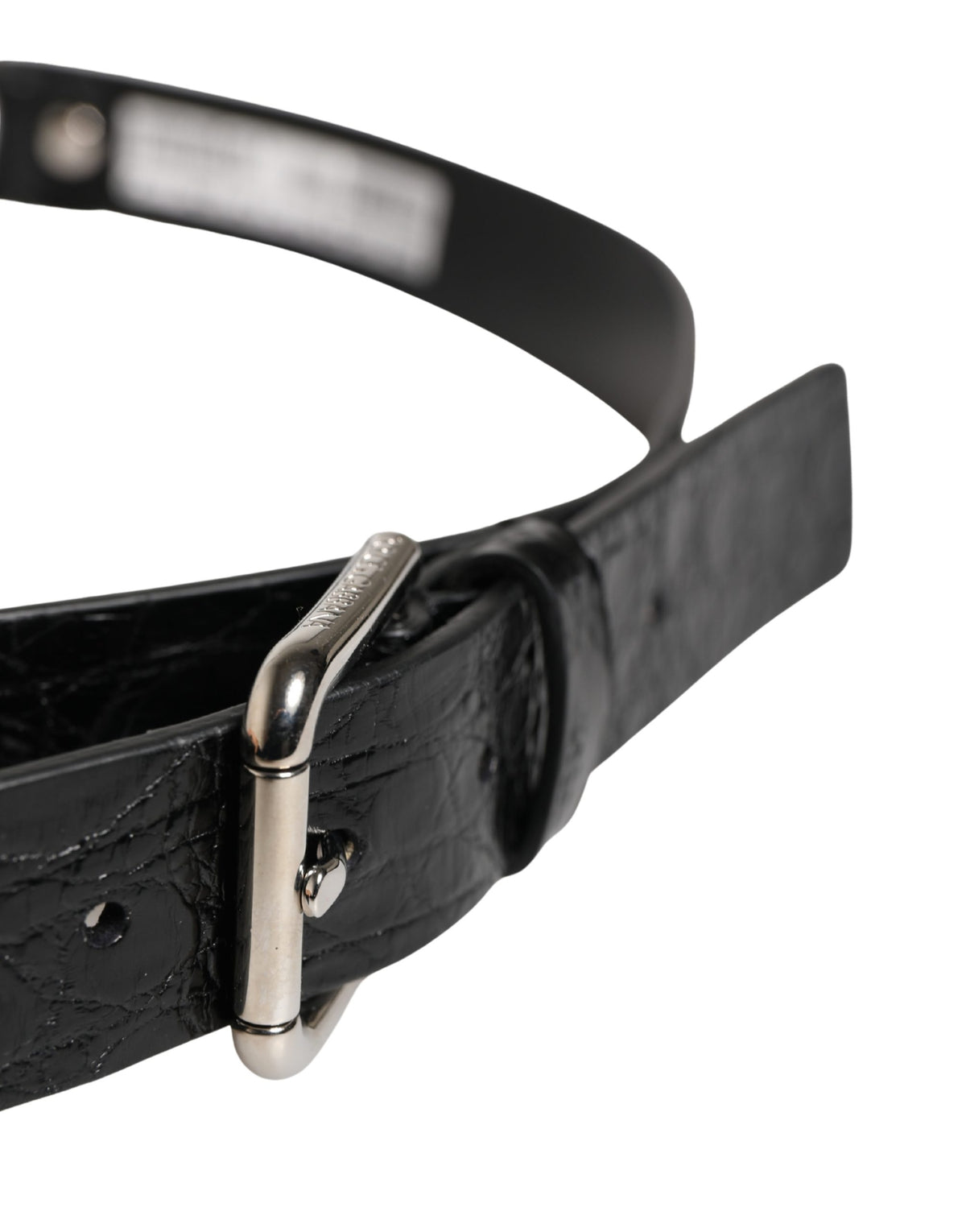 Dolce & Gabbana Black Exotic Leather Silver Metal Buckle Belt - Eljoys Fashion 