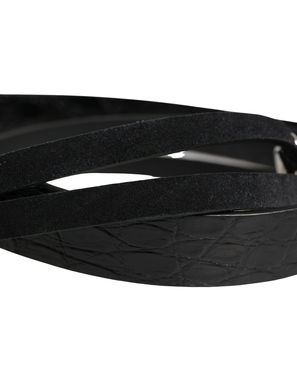 Dolce & Gabbana Black Exotic Leather Silver Metal Buckle Belt - Eljoys Fashion 