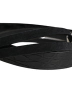 Dolce & Gabbana Black Exotic Leather Silver Metal Buckle Belt - Eljoys Fashion 