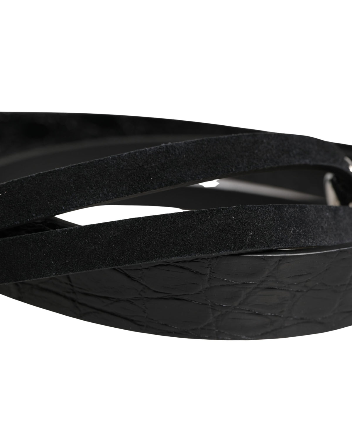 Dolce & Gabbana Black Exotic Leather Silver Metal Buckle Belt - Eljoys Fashion 