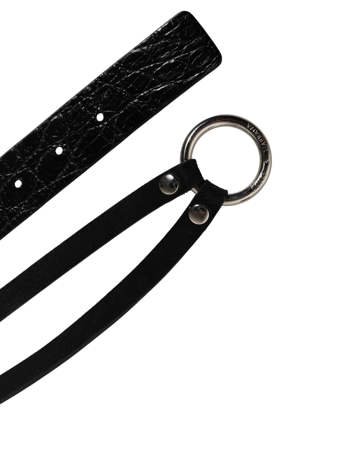 Dolce & Gabbana Black Exotic Leather Silver Metal Buckle Belt - Eljoys Fashion 