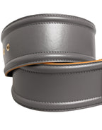 Patrizia Pepe Gray Genuine Leather Square Silver Metal Buckle Belt
