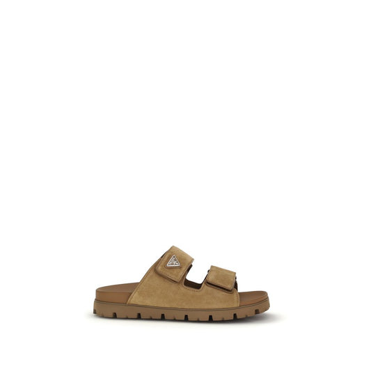 Prada Brown Calf Leather Bos Taurus Strap-On Sandals Prada