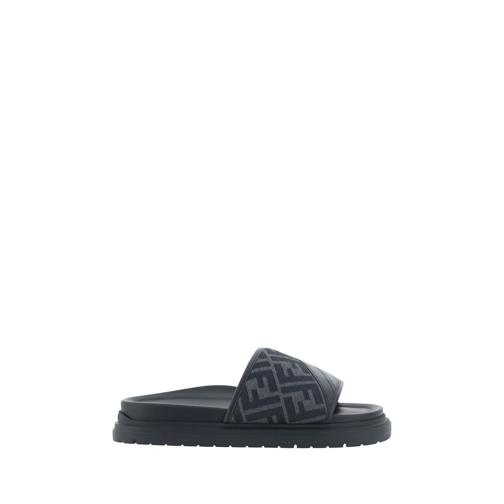 Fendi Gray Fabric Sandals Fendi