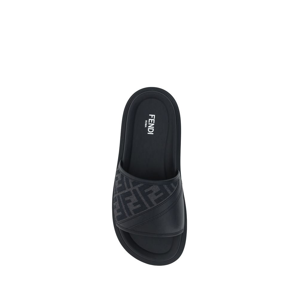 Fendi Gray Fabric Sandals Fendi
