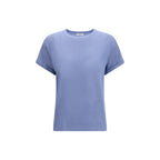 Brunello Cucinelli blue nylon t-shirt displayed on a hanger, showcasing its sleek fabric and casual fit.