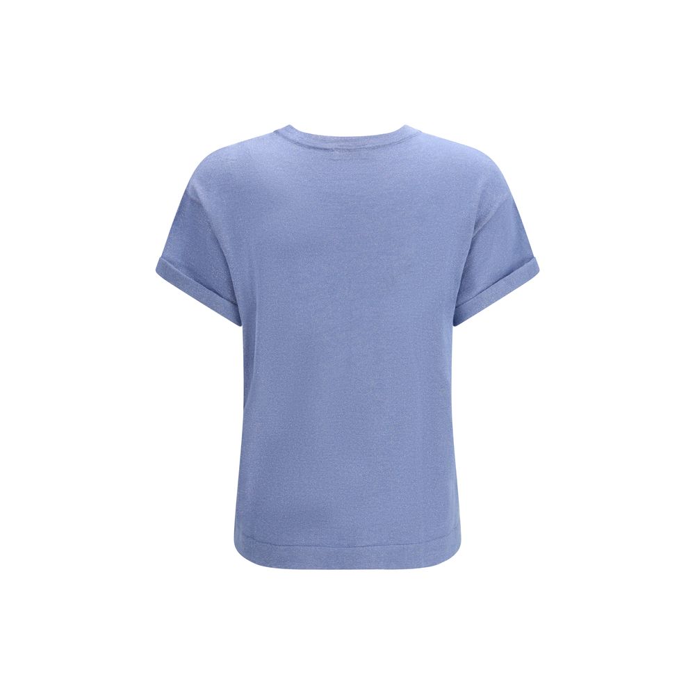 Brunello Cucinelli blue nylon T-shirt with a sleek, lightweight design and round neckline, perfect for casual wear.